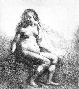 REMBRANDT Harmenszoon van Rijn Seated female nude china oil painting artist